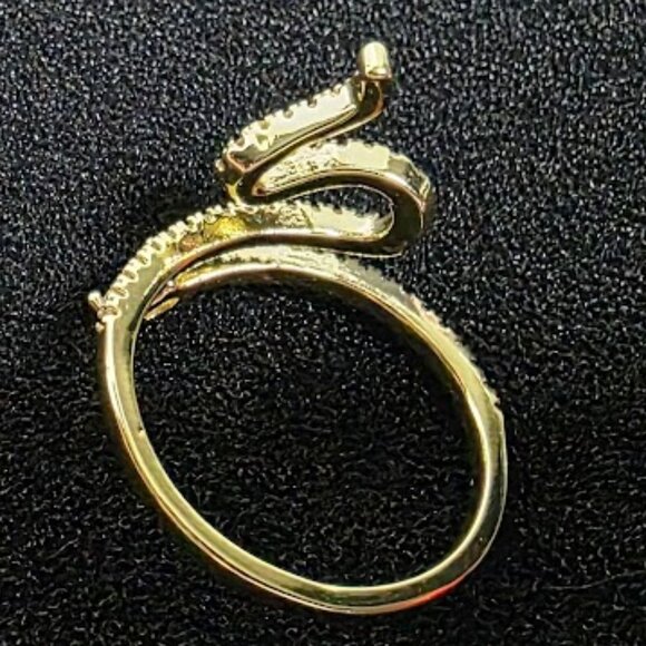 Adornia 14K Gold Plated Swarovski Crystal Accented Winding Snake Ring 9 - Picture 4 of 5